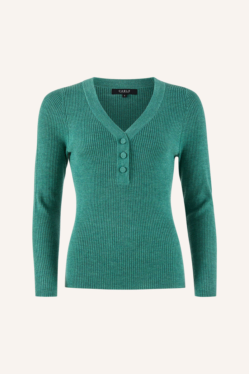 Elsa Merino Jumper Sea Green Cable Melbourne