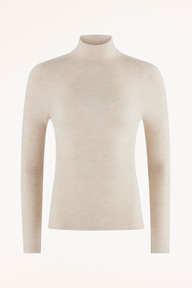 Seamless Merino Turtle Neck Wheat Cable Melbourne