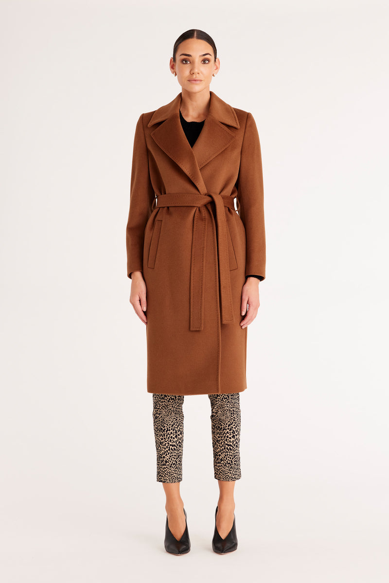 Evans Wool Coat Nutmeg Cable Melbourne