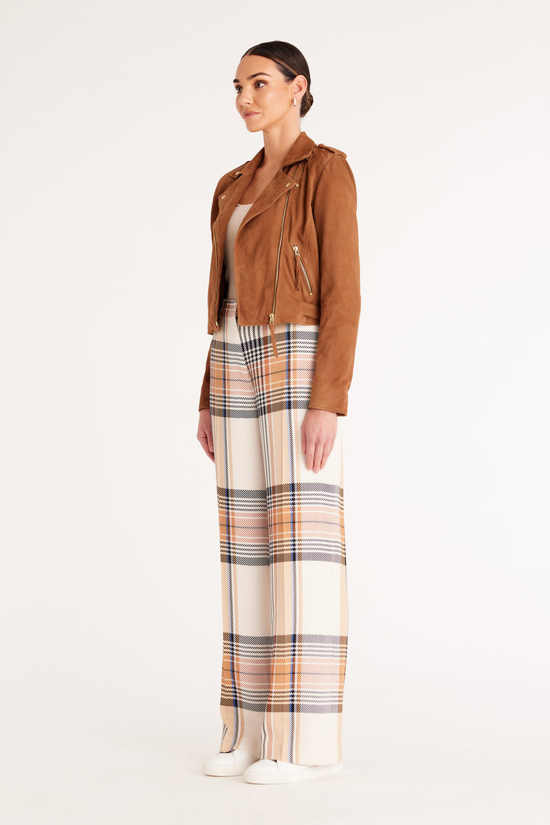 Hendrix Suede Biker Jacket Rust Cable Melbourne