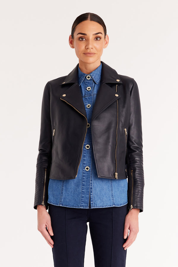 Smith Leather Biker Jacket - Navy – Cable Melbourne