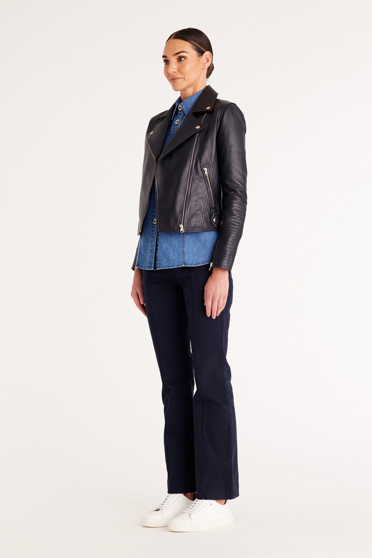 Smith Leather Biker Jacket - Navy – Cable Melbourne