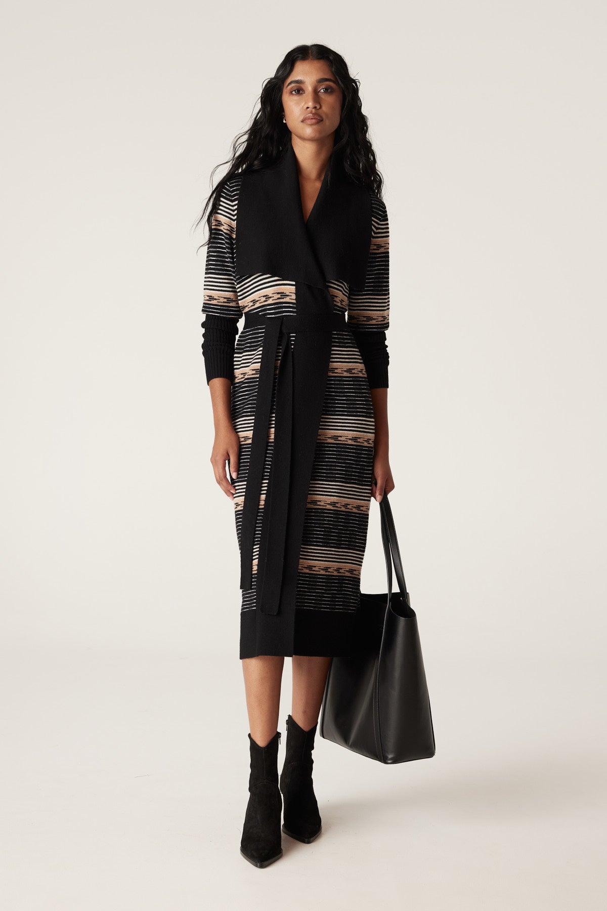 Dallas Merino Cardigan - Caramel Stripe