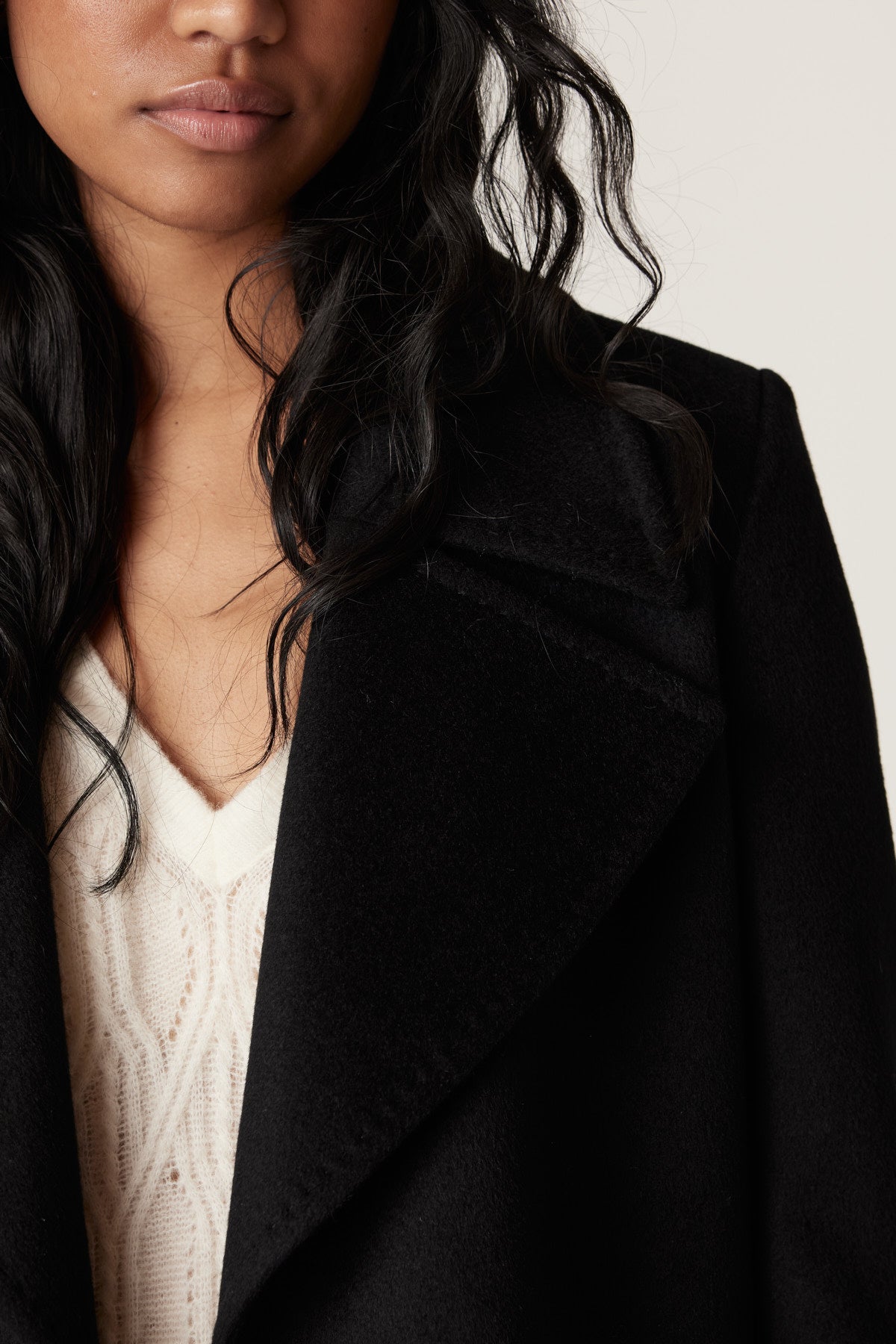 Evans Wool Coat Black Cable Melbourne