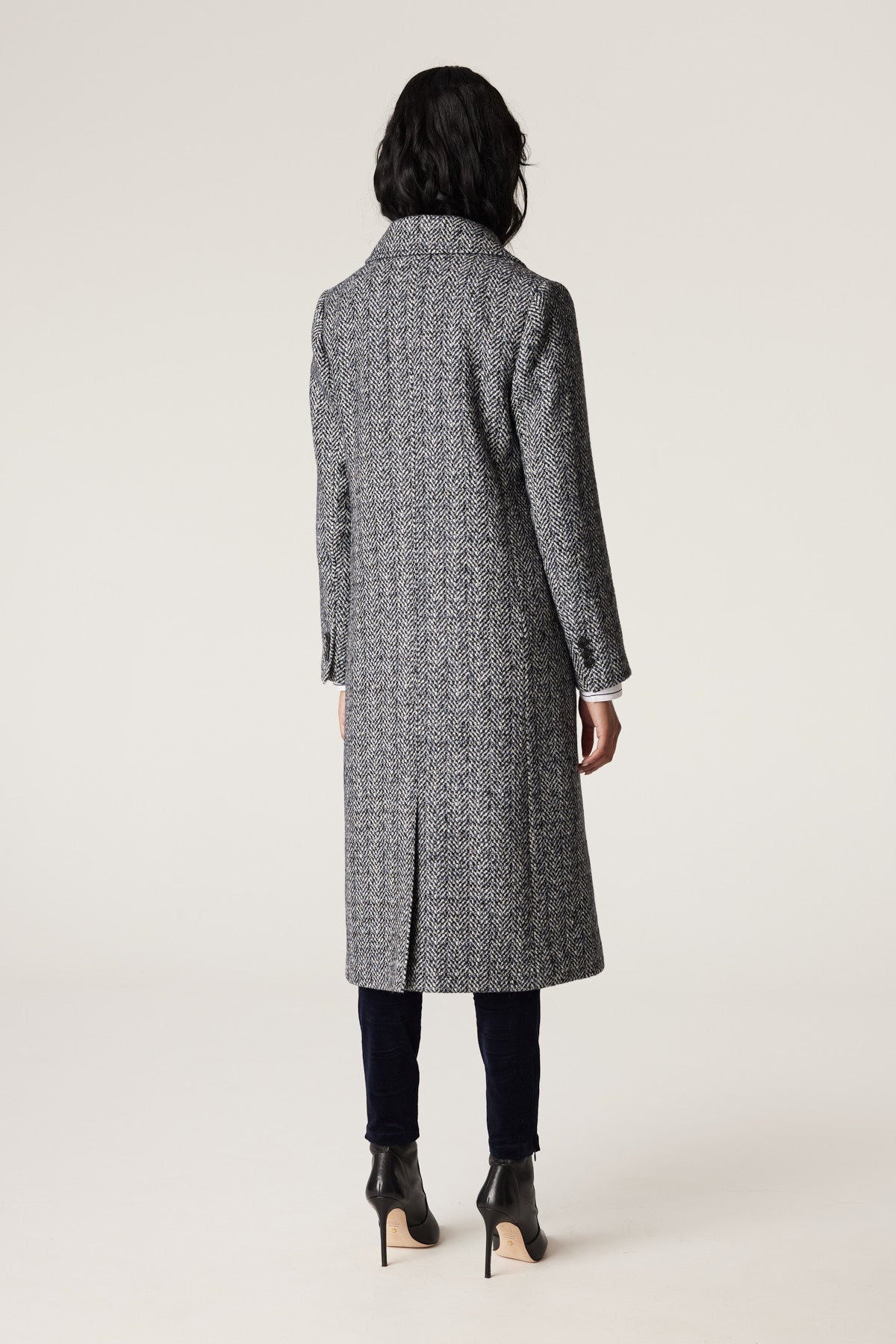 Emma Herringbone Coat Blue Herringbone Cable Melbourne