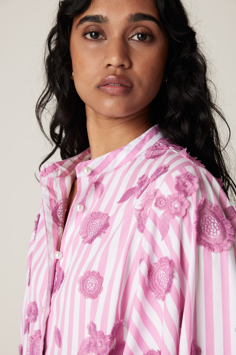 Philly Embroidered Shirt - Pink Stripe – Cable Melbourne