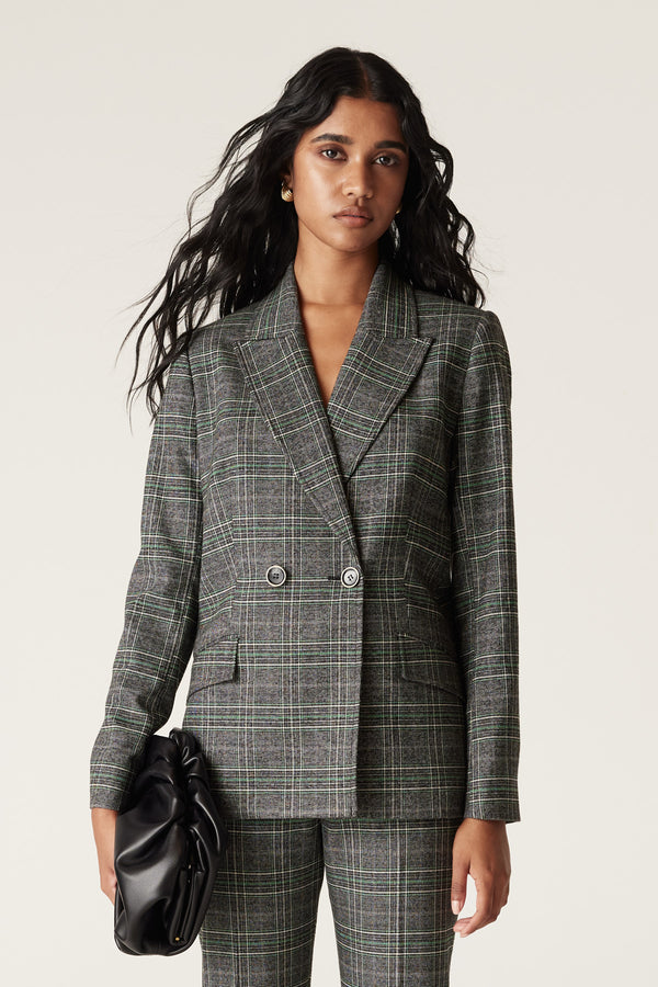 Lennon Check Blazer Green Check Cable Melbourne