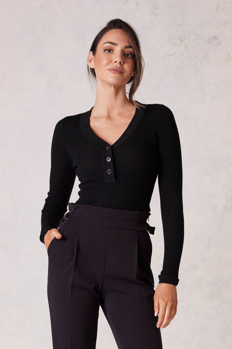 Elsa Merino Jumper - Black-Cable Melbourne-1