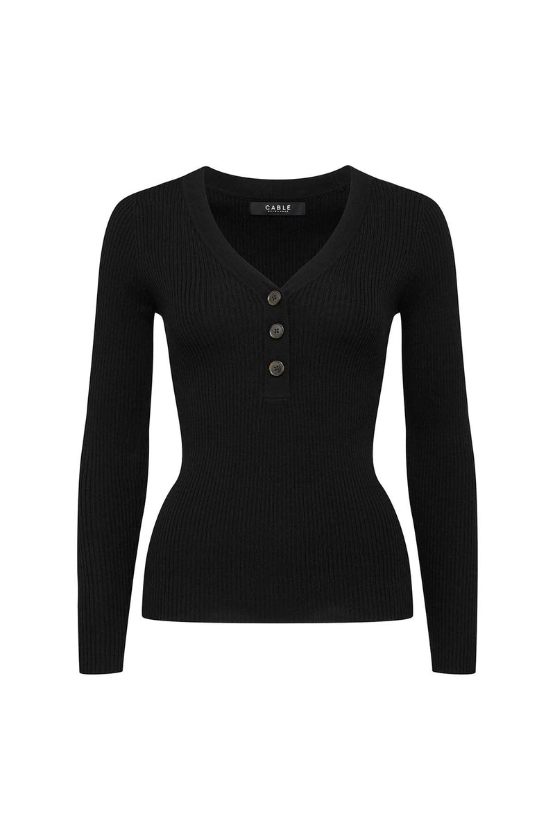 Elsa Merino Jumper - Black-Cable Melbourne-2