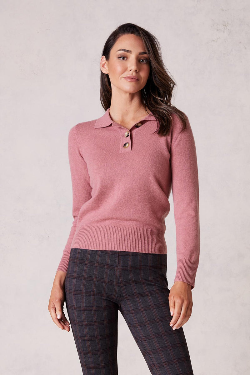 Pure Cashmere Henley Jumper - Musk-Cable Melbourne-1