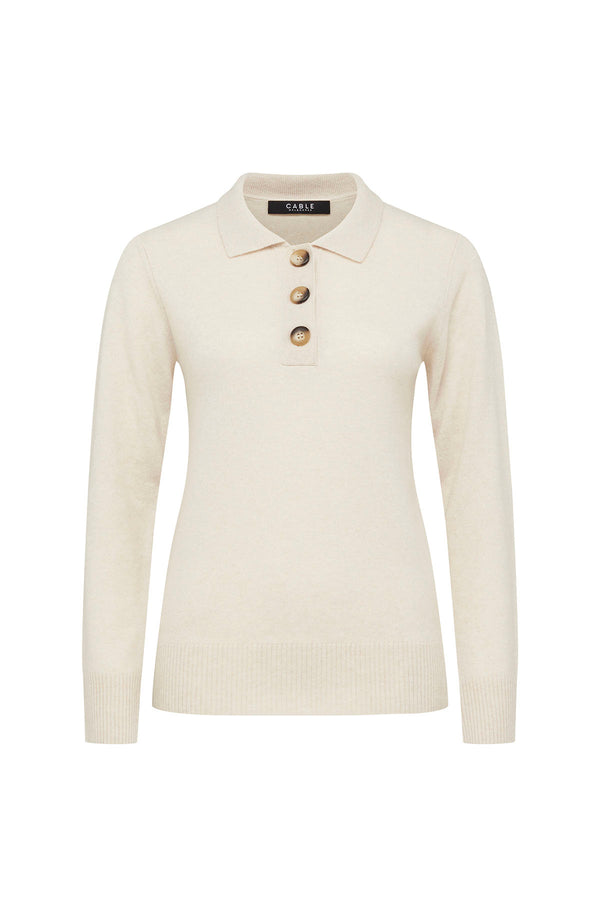 Pure Cashmere Henley Jumper - Stone Marle-Cable Melbourne-2