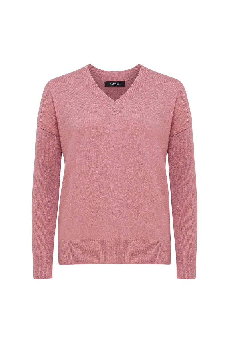 Pure Cashmere V Jumper - Musk-Cable Melbourne-2