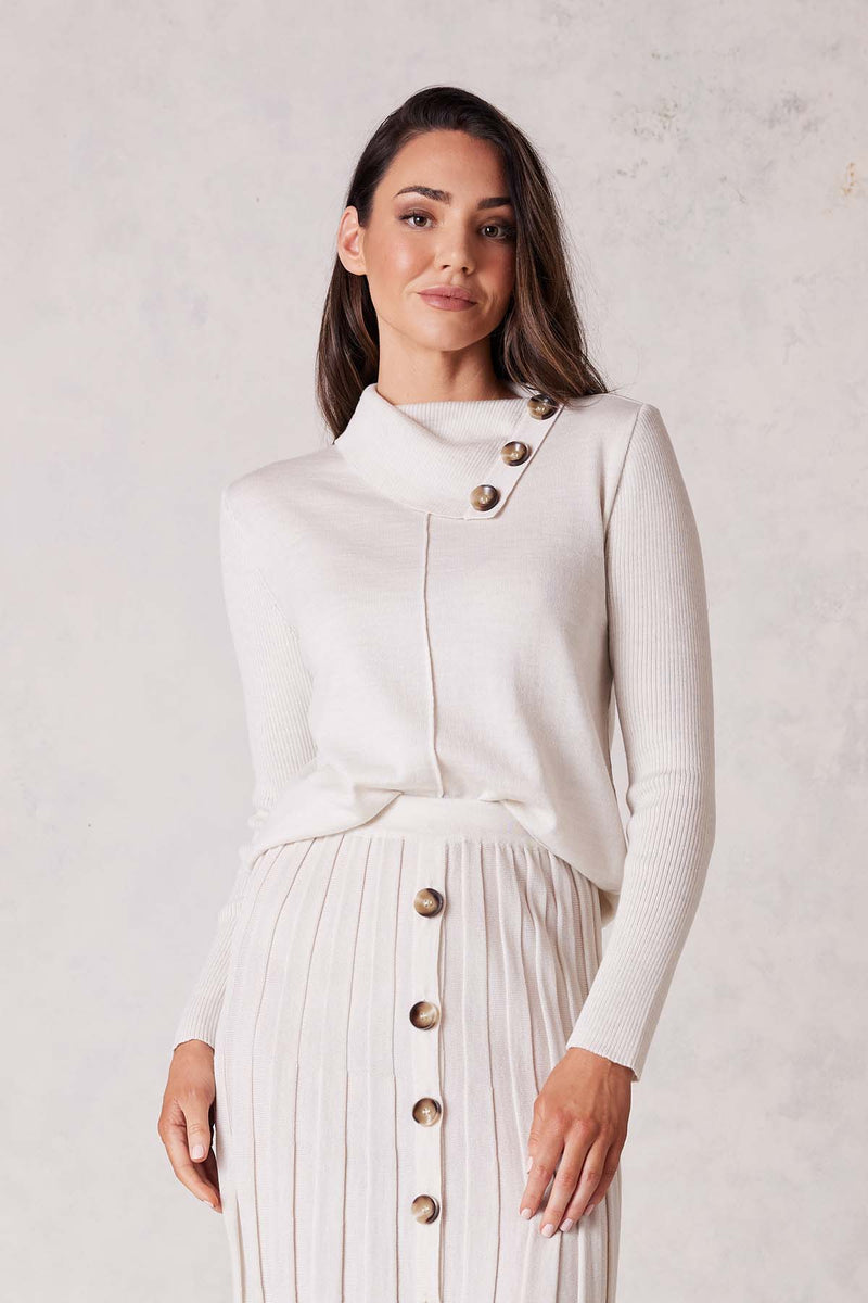 Geneva Merino Jumper - Antique White-Cable Melbourne-1