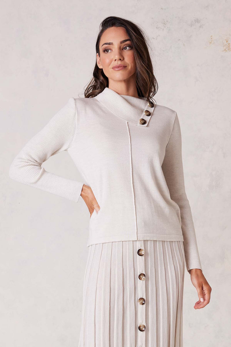 Geneva Merino Jumper - Antique White-Cable Melbourne-5