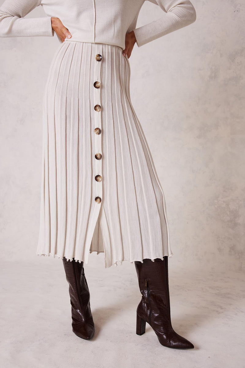 Geneva Merino Pleat Skirt - Antique White-Cable Melbourne-4