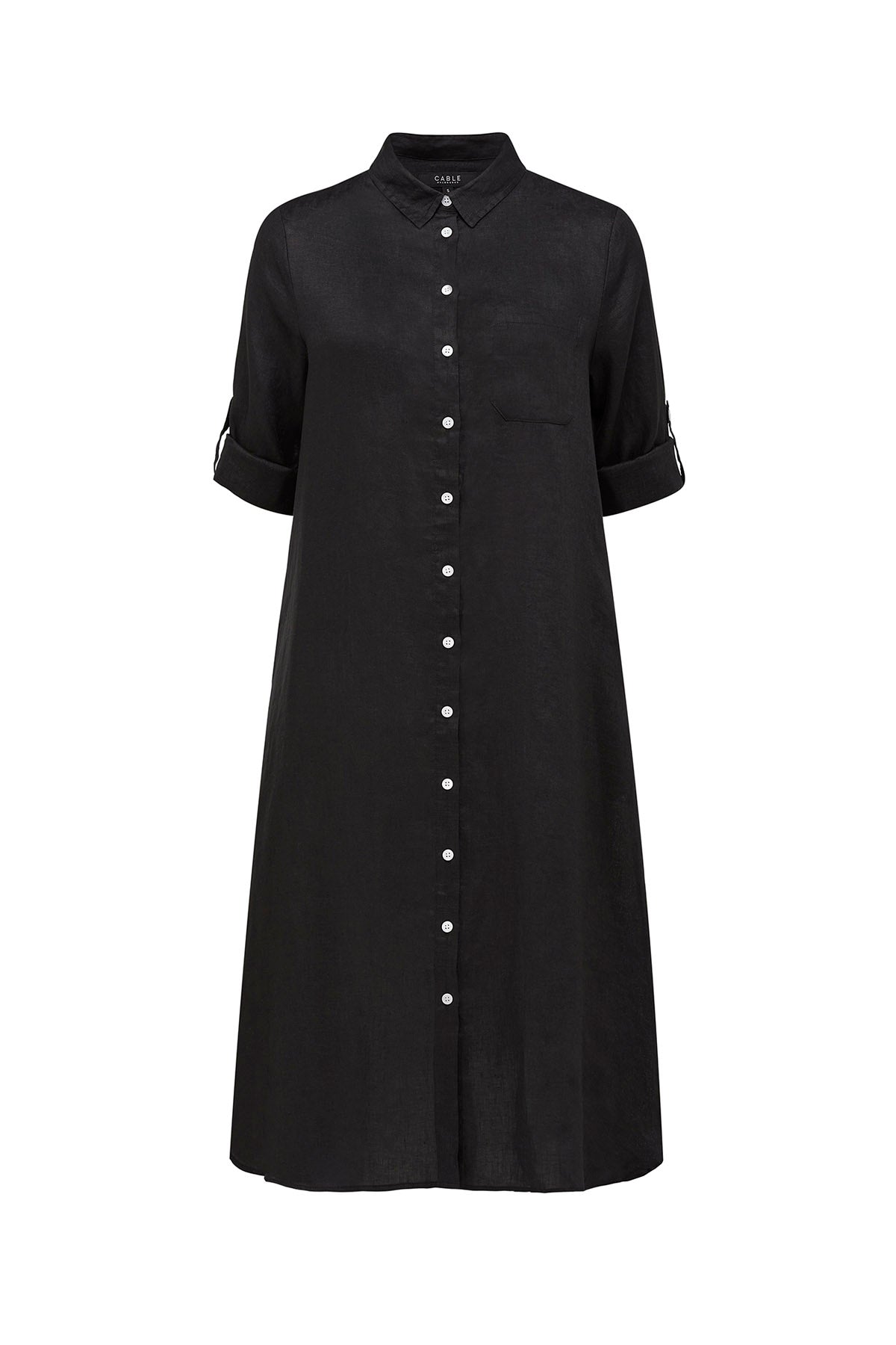 Pure Linen Shirt Dress - Black – Cable Melbourne