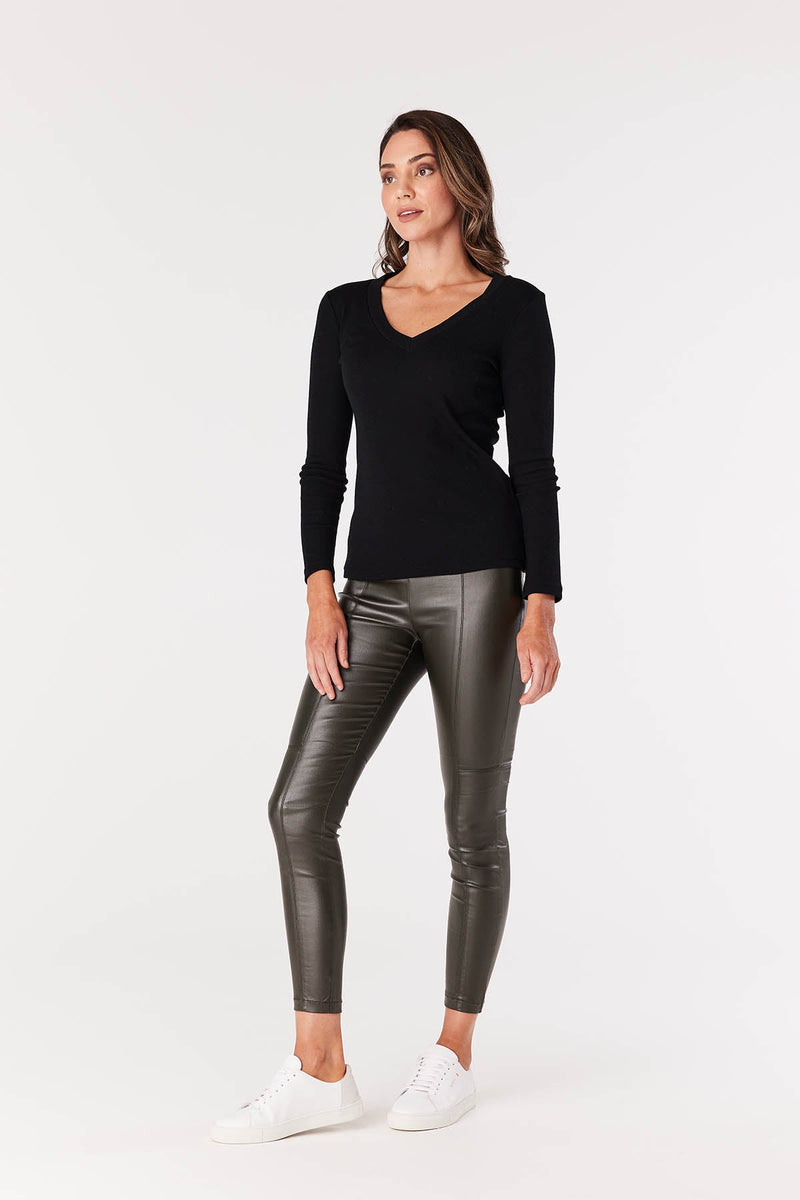 Babywool Rib V Neck - Black-Cable Melbourne-4