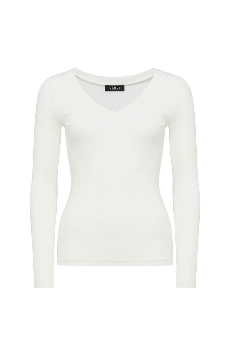 Babywool Rib V Neck - Milk-Cable Melbourne-2