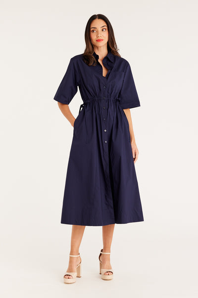 Lucy Poplin Shirt Dress - Navy – Cable Melbourne