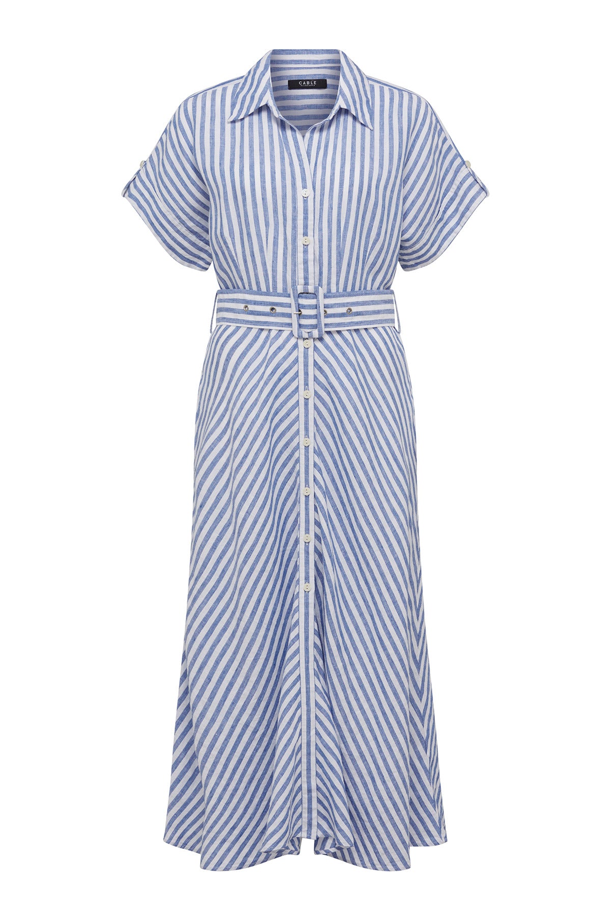 Aegean Linen Dress - Blue Stripe – Cable Melbourne