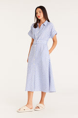 Aegean Linen Dress - Blue Stripe – Cable Melbourne