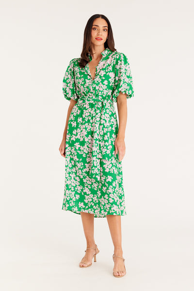 Rosie Midi Dress - Green Print – Cable Melbourne