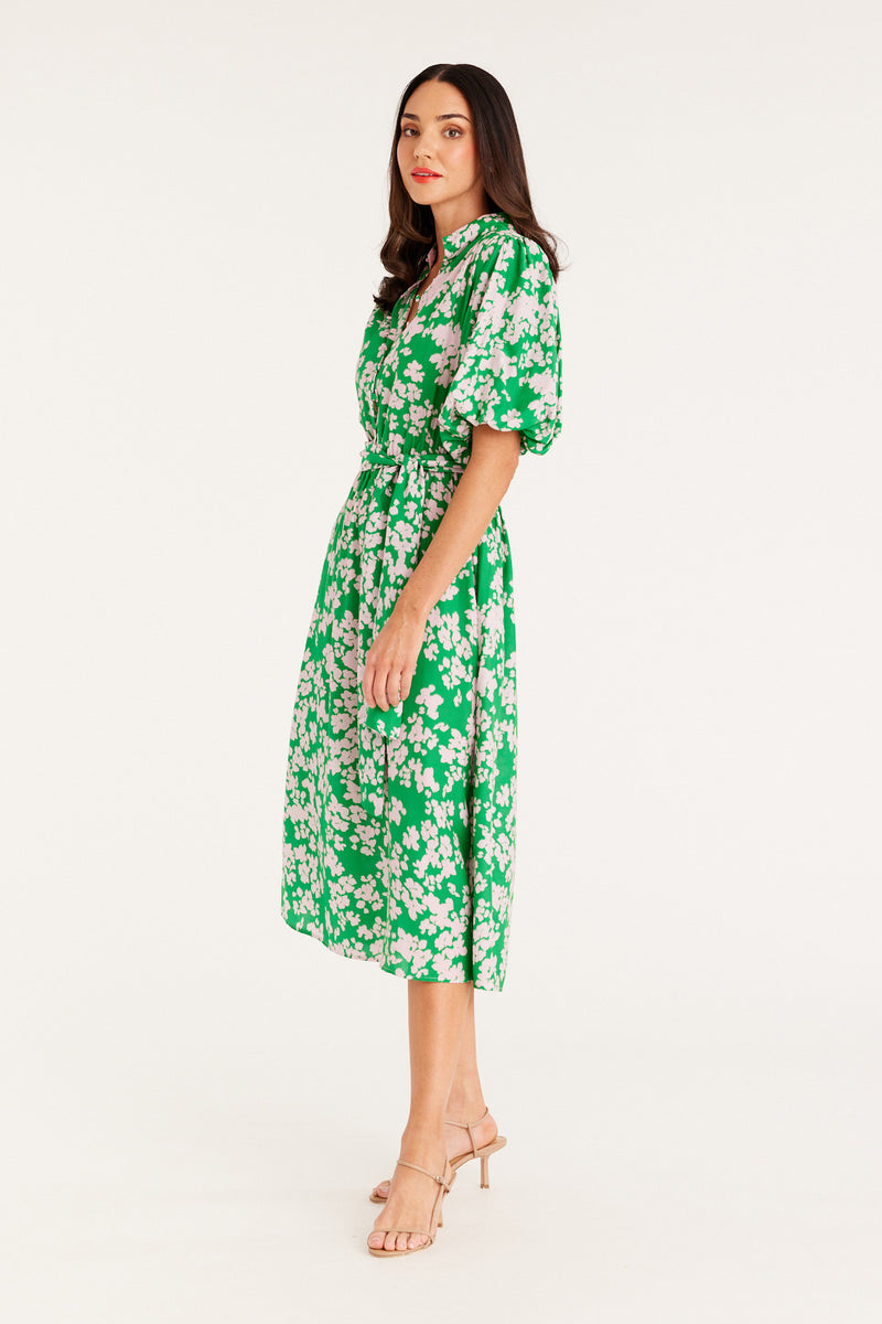 Rosie Midi Dress - Green Print – Cable Melbourne