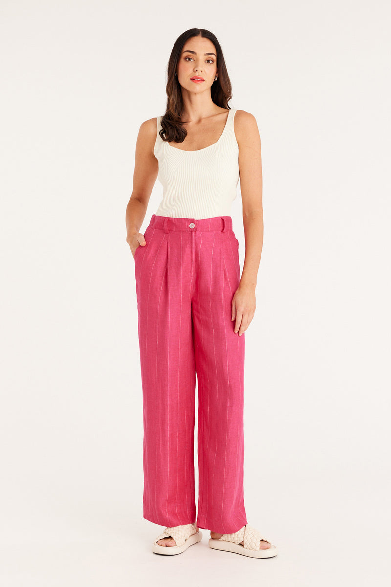 Hot pink linen pants outlet