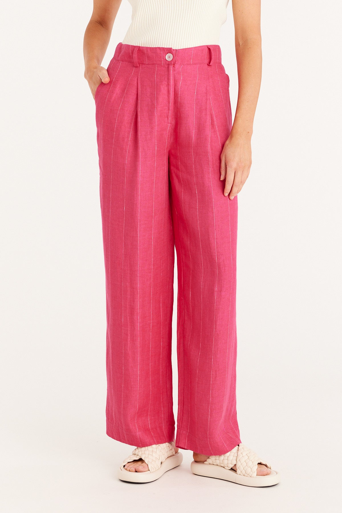 Freya Linen Pant Hot Pink Cable Melbourne
