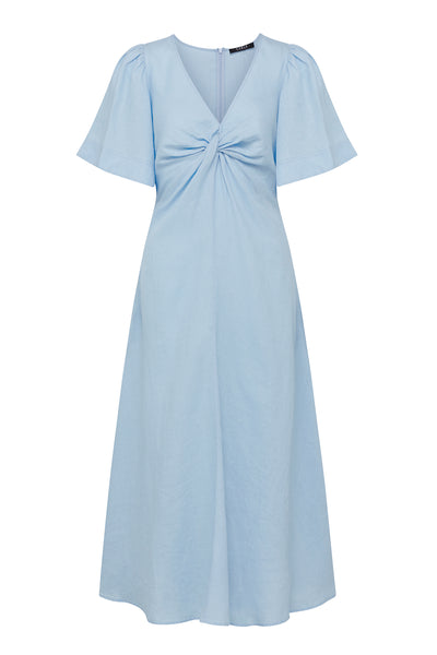 Pure Linen Twist Dress - Sky Blue – Cable Melbourne