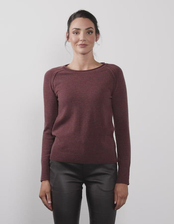 Pure Cashmere Crew Jumper - Mulberry Marle
