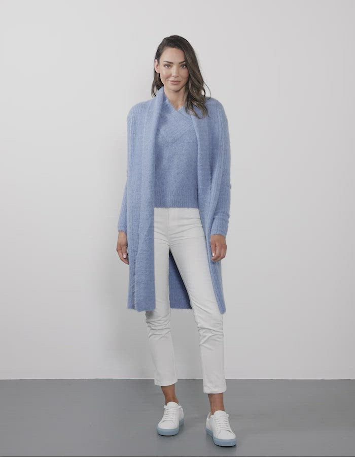 Greta Long Cardigan - Nordic Blue