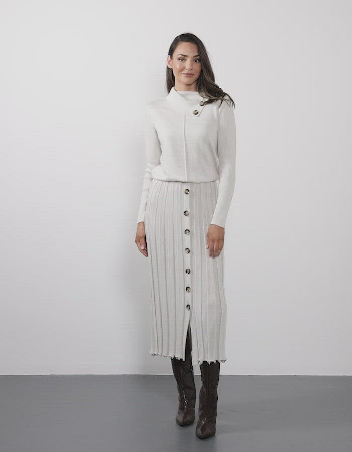 Geneva Merino Pleat Skirt - Antique White
